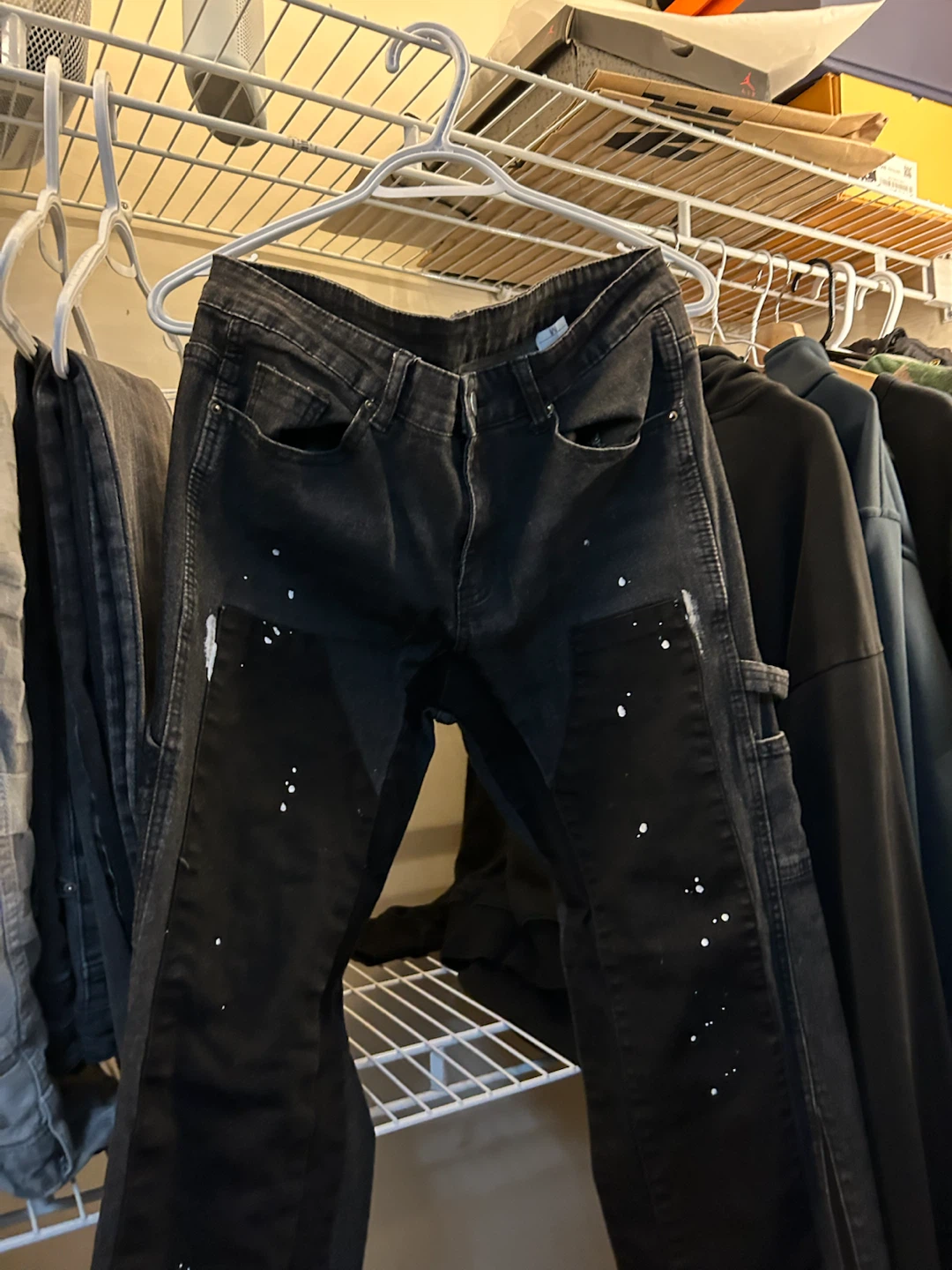 Black Denim Jeans with Paint Splatter - photo 3