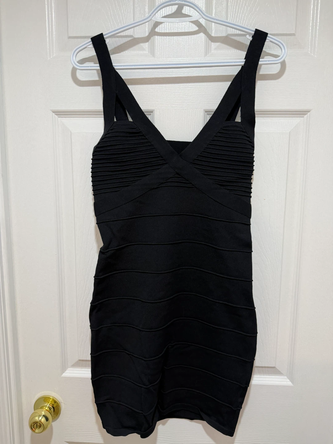 Black Bandage Dress with Gold Accents