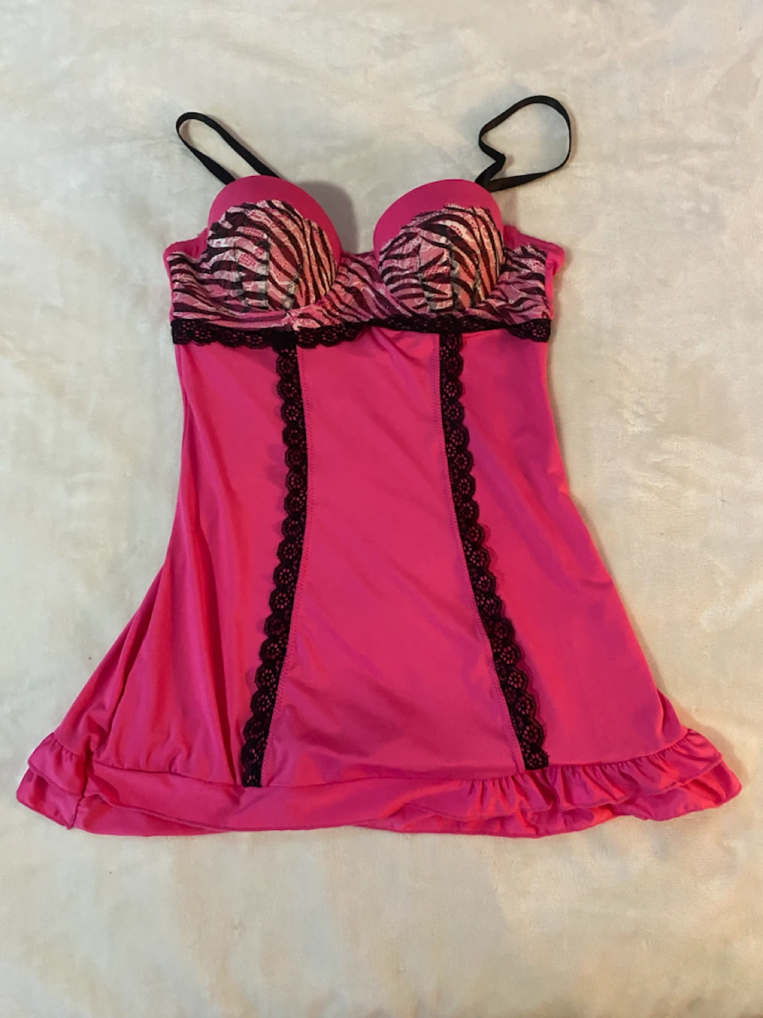 Pink Lingerie with Zebra Print Detail