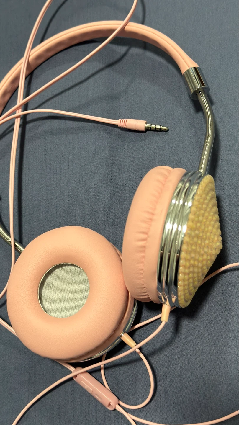 Pink Rhinestone Embellished Headphones