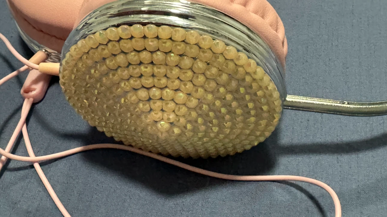 Pink Rhinestone Embellished Headphones - photo 3
