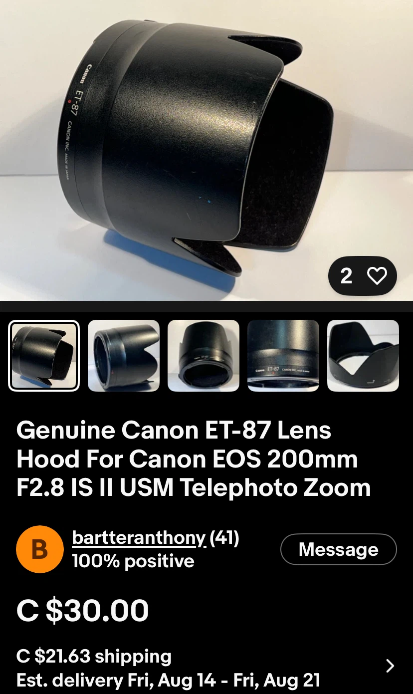 Canon ET-87 Lens Hood 70-200mm f/2.8L IS II USM - photo 4