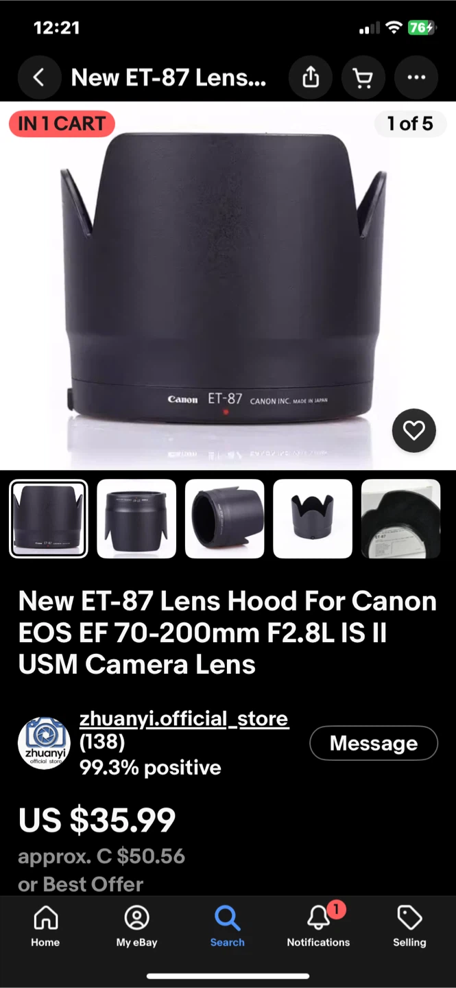 Canon ET-87 Lens Hood 70-200mm f/2.8L IS II USM - photo 5