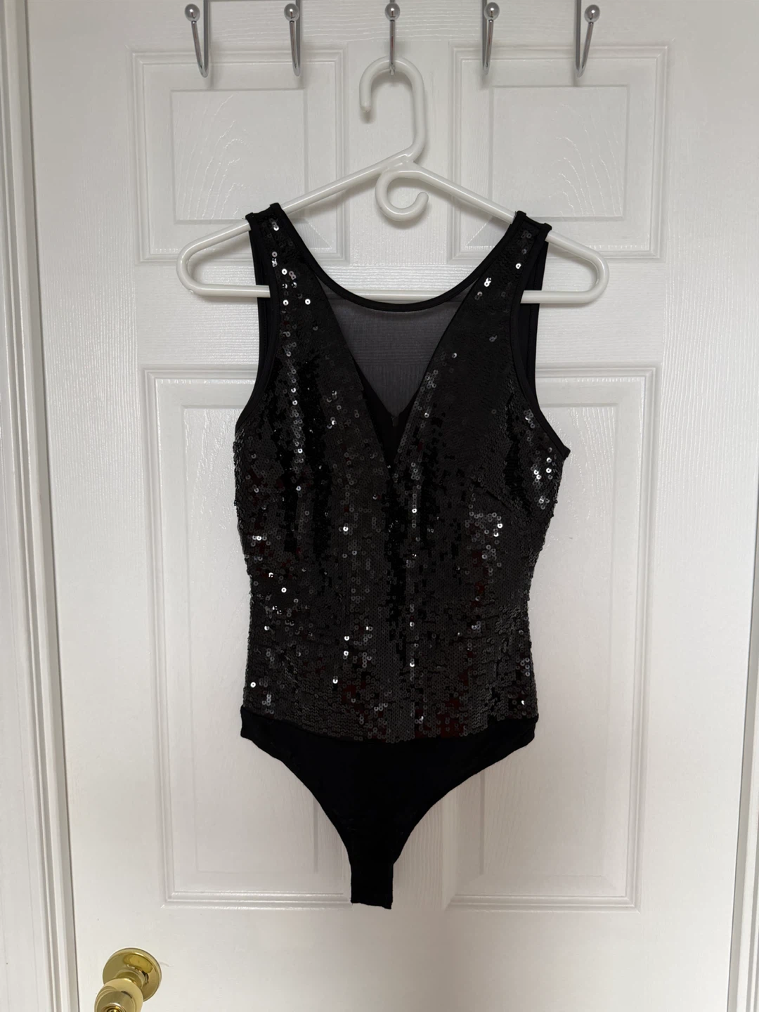Bebe Black Sequin Bodysuit