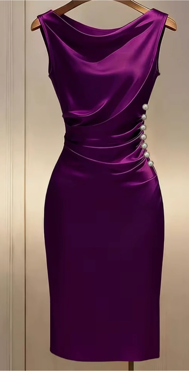 Satin Cowl Neck Cocktail Dress size s