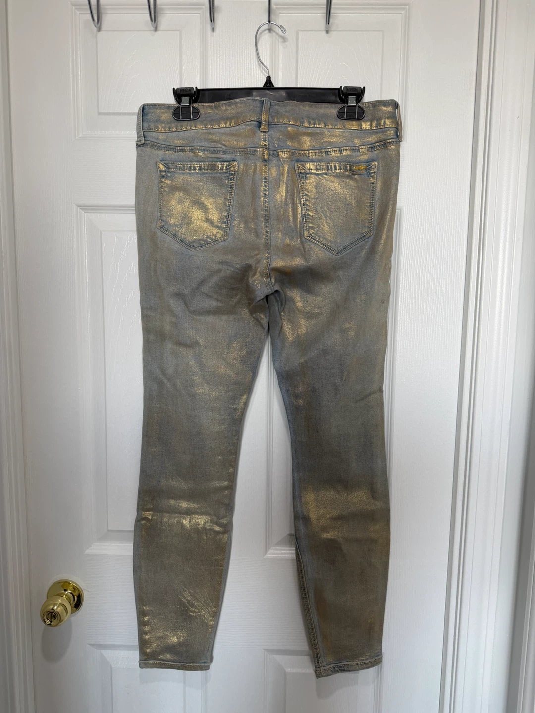 Bebe Gold Metallic Distressed Jeans - photo 2