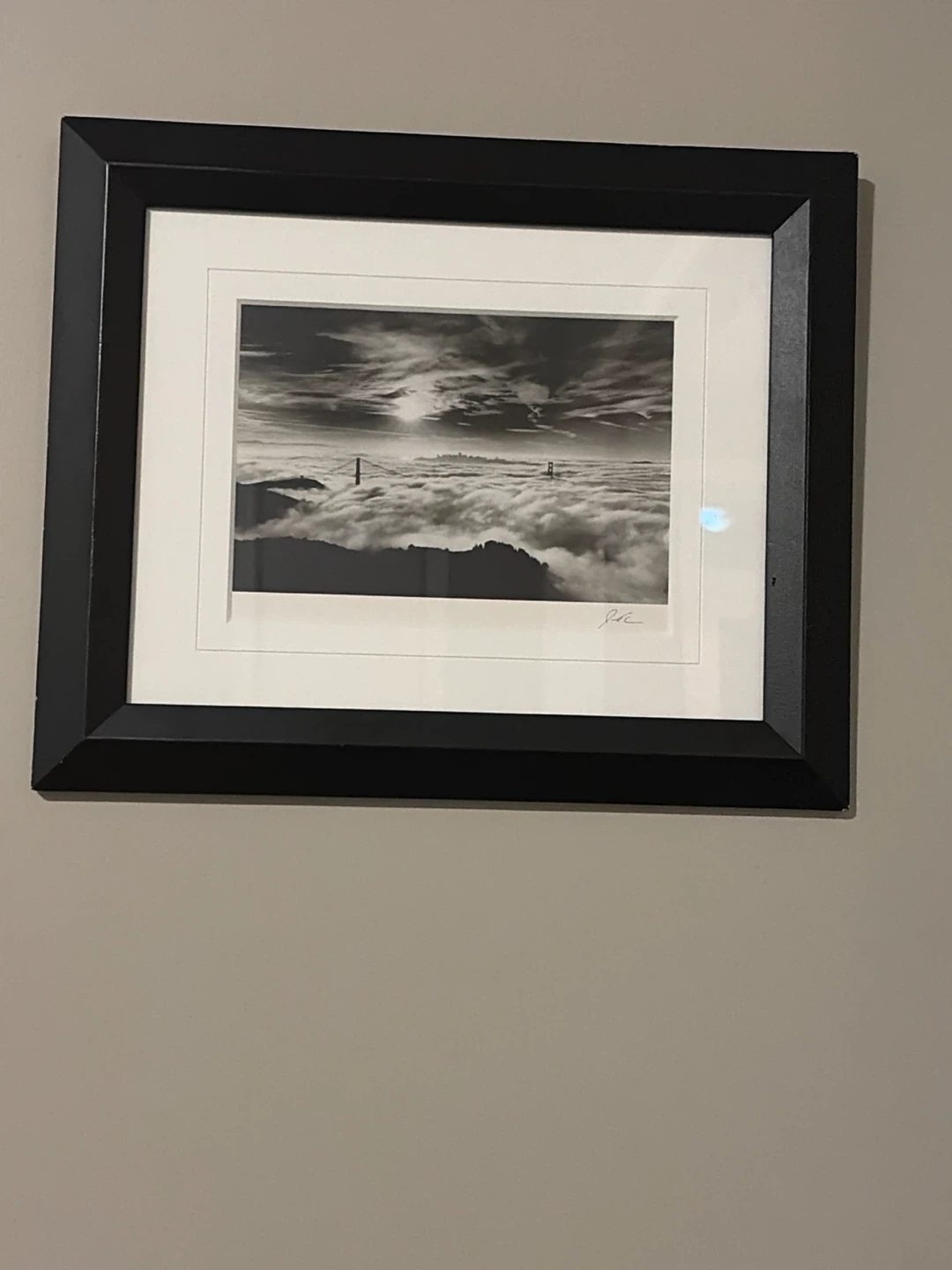 Framed Black and White Photograph of Golden Gate Bridge