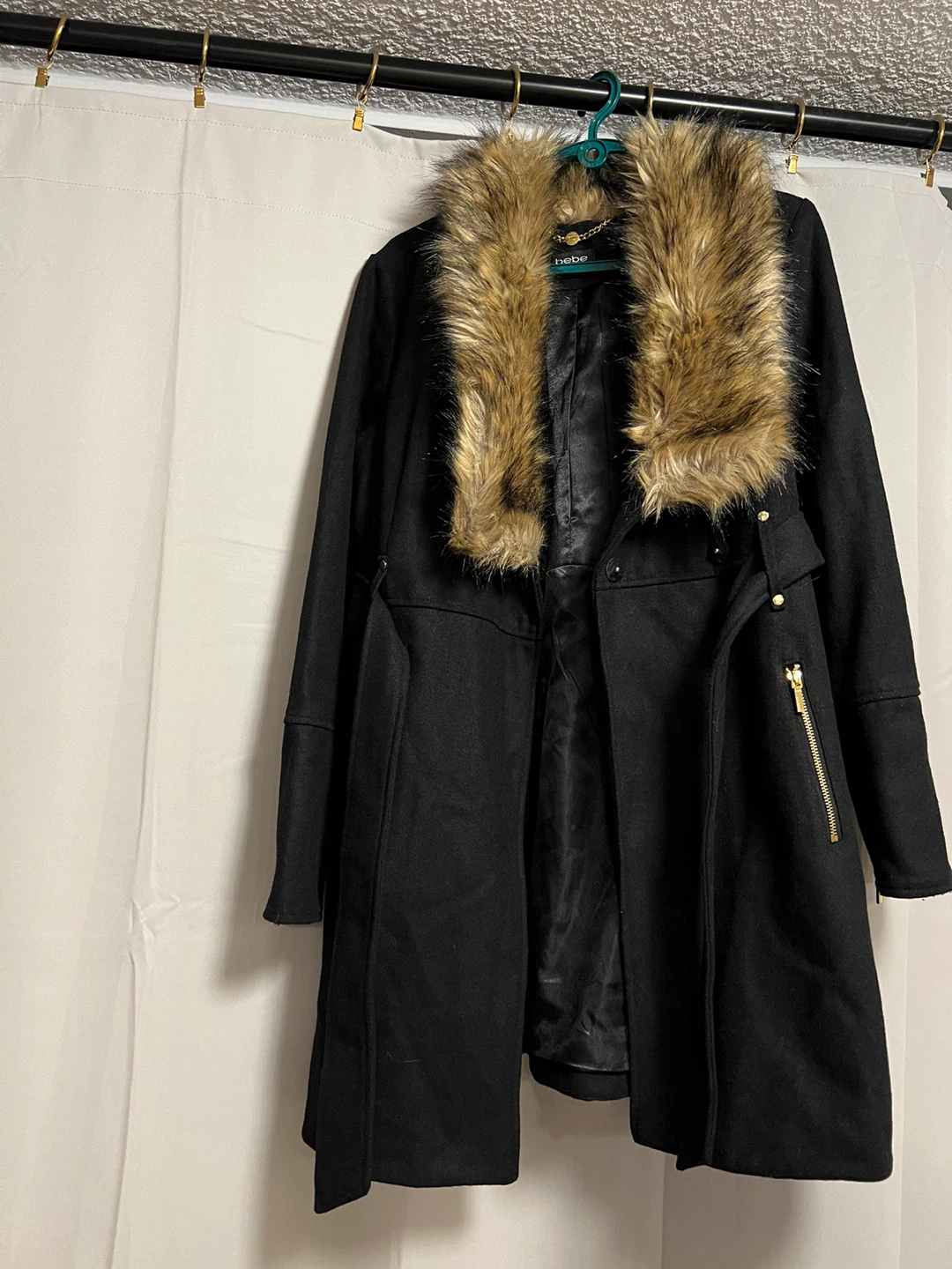 Bebe Black Wool Blend Coat