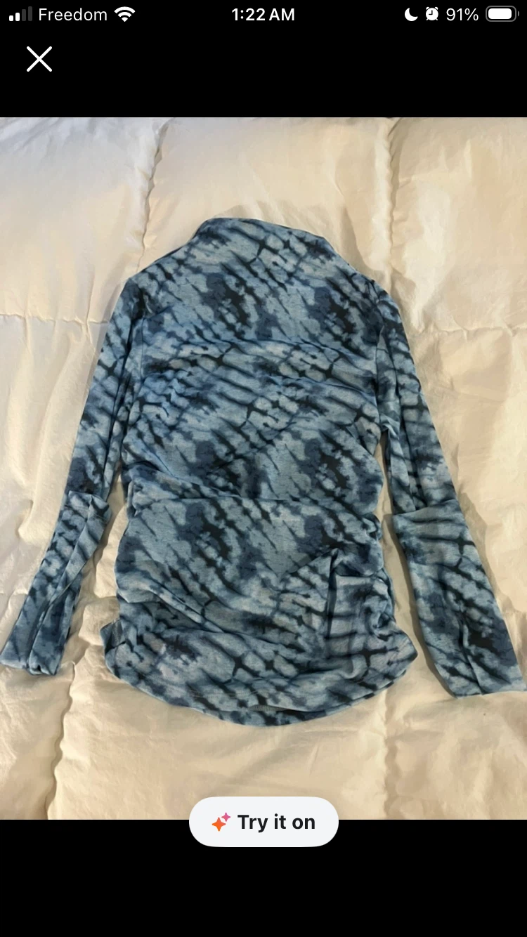 Blue Tie-Dye Long Sleeve Top