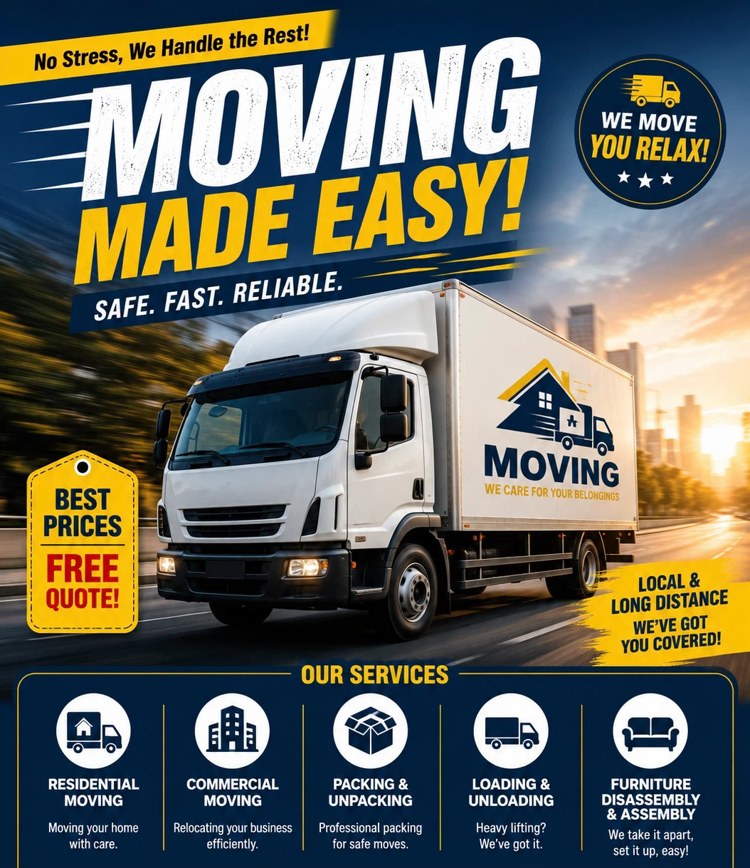 Moving Services - Residential, Commercial, Packing & More