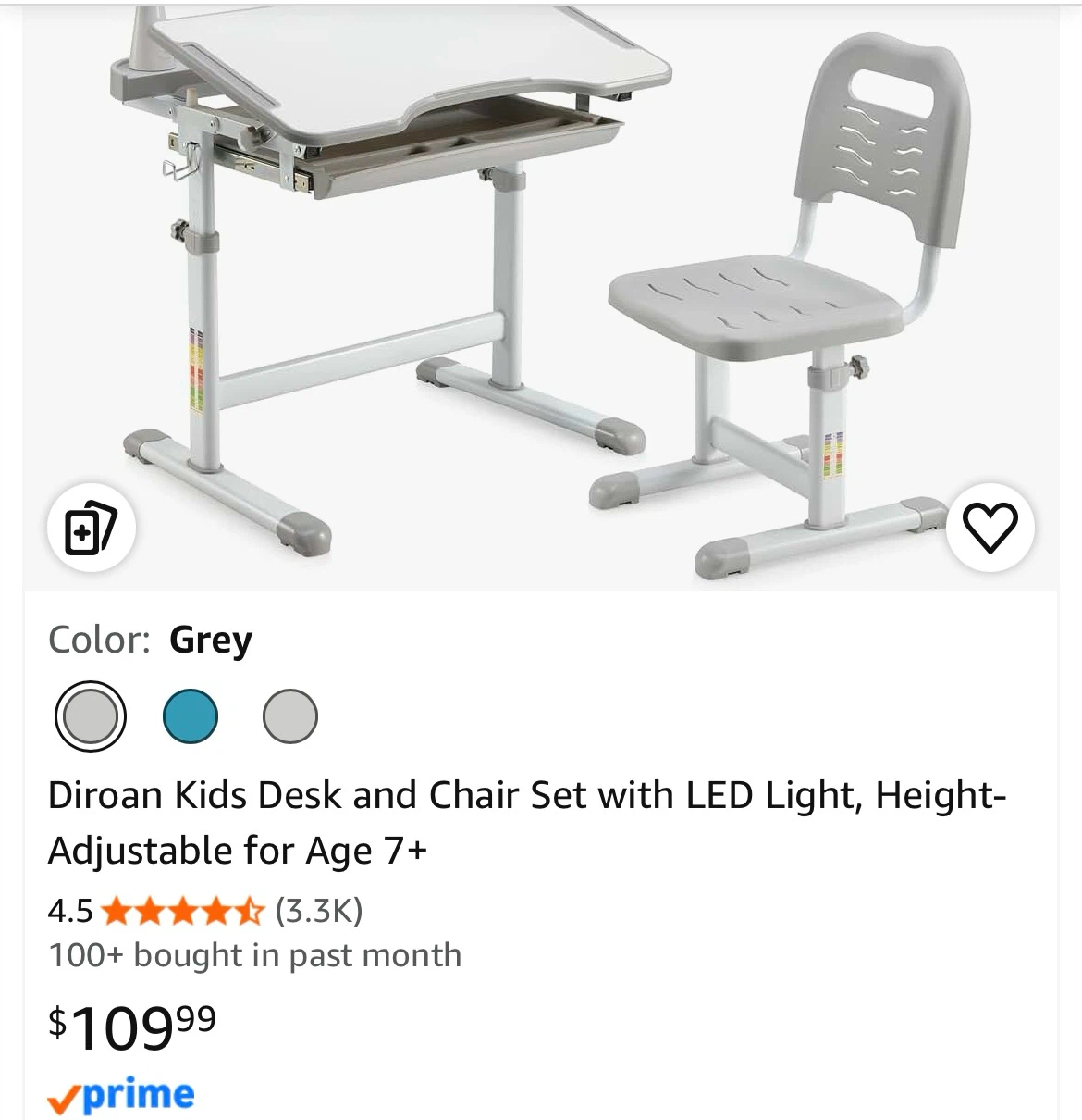 Height Adjustable Childrens Desk and Chair Set
