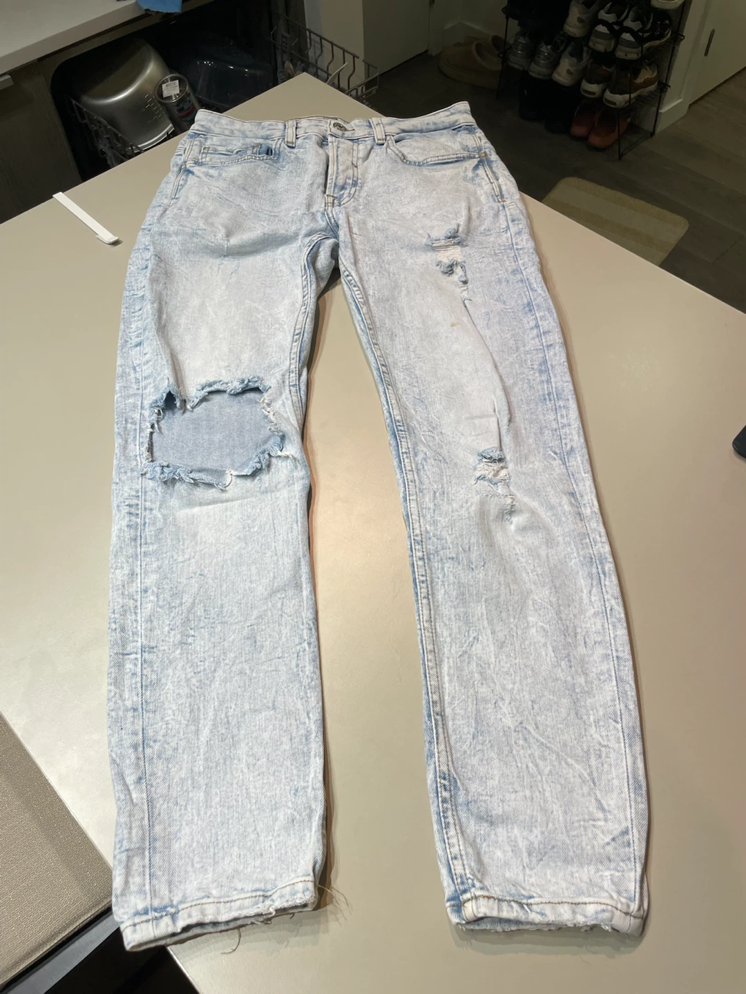 ZARA Acid Wash Ripped Jeans