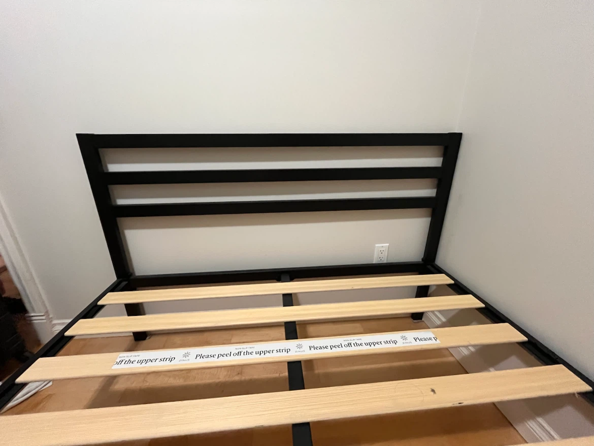Black Metal Bed Frame with Bamboo Mattress - photo 5