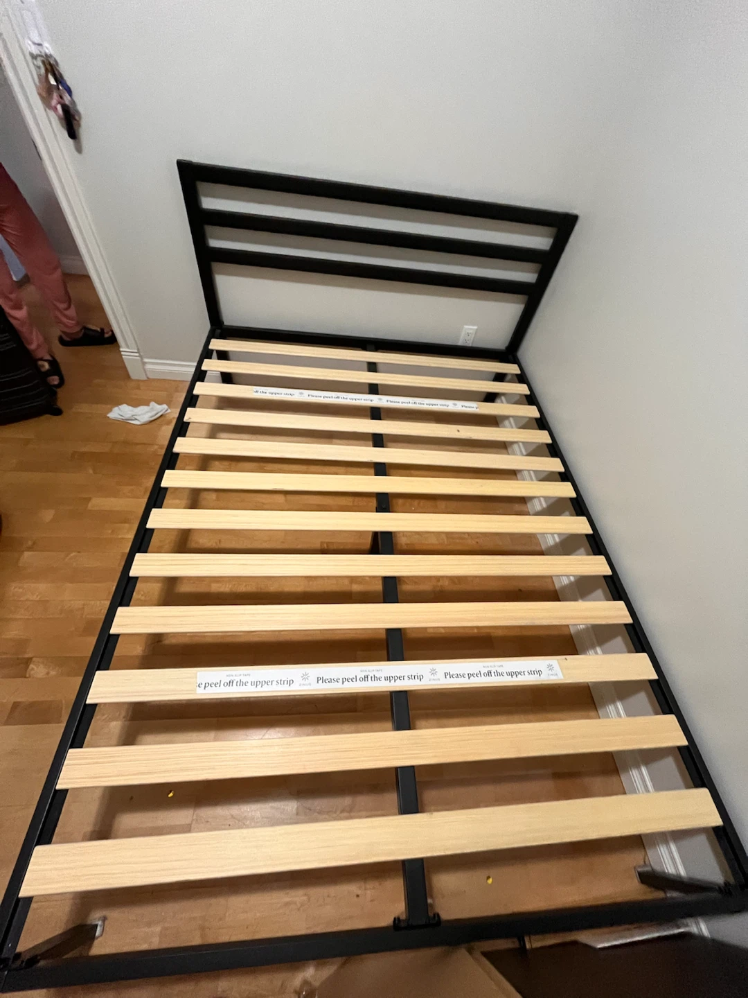 Black Metal Bed Frame with Bamboo Mattress - photo 2