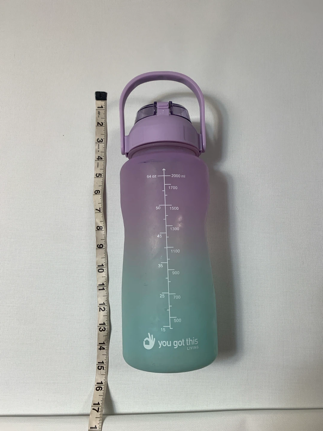 Large Water Bottle with Time Markers - 2000ml