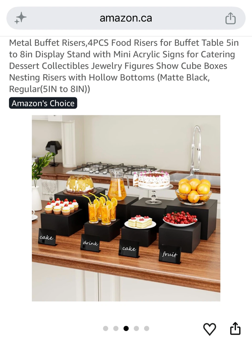 YFEEN 4PC Metal Buffet Risers (Matte Black, 5in to 8in) - photo 3