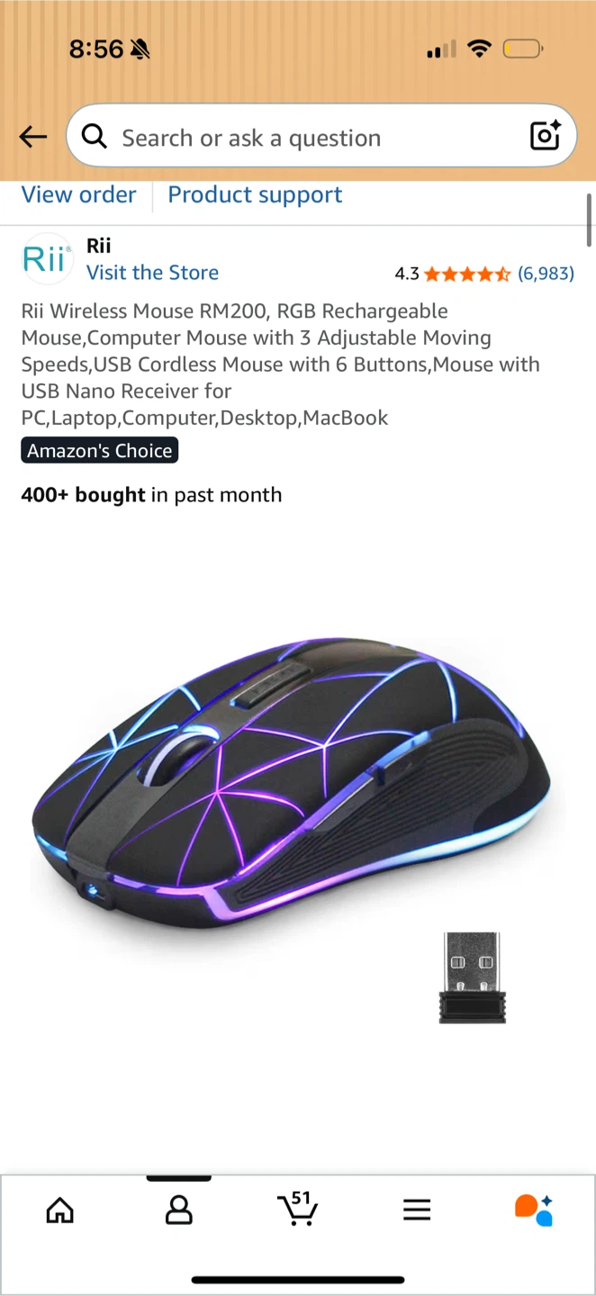 Rii RM200 Wireless RGB Rechargeable Mouse
