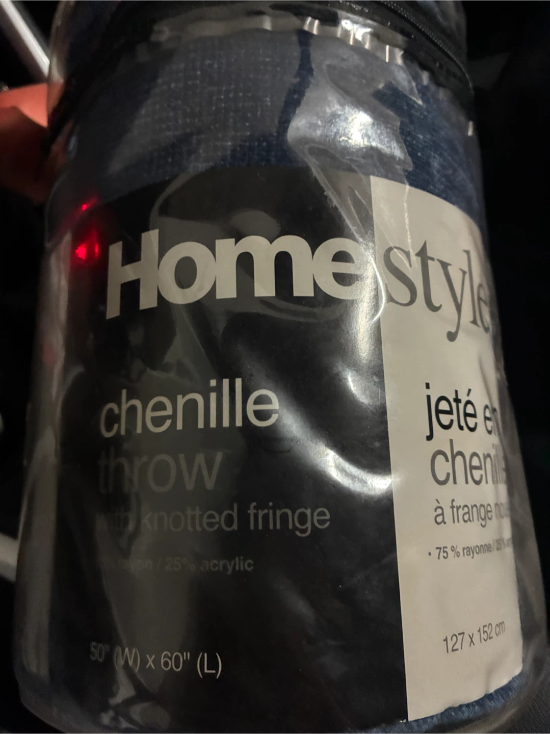 HomeStyle Chenille Throw with Knotted Fringe