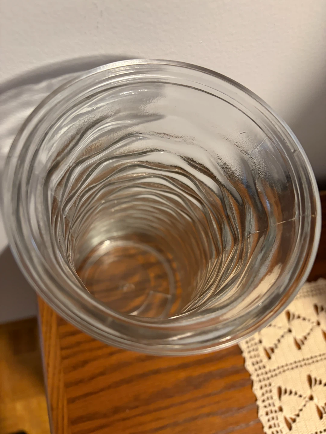 Clear Glass Vase with Ribbed Design - photo 2