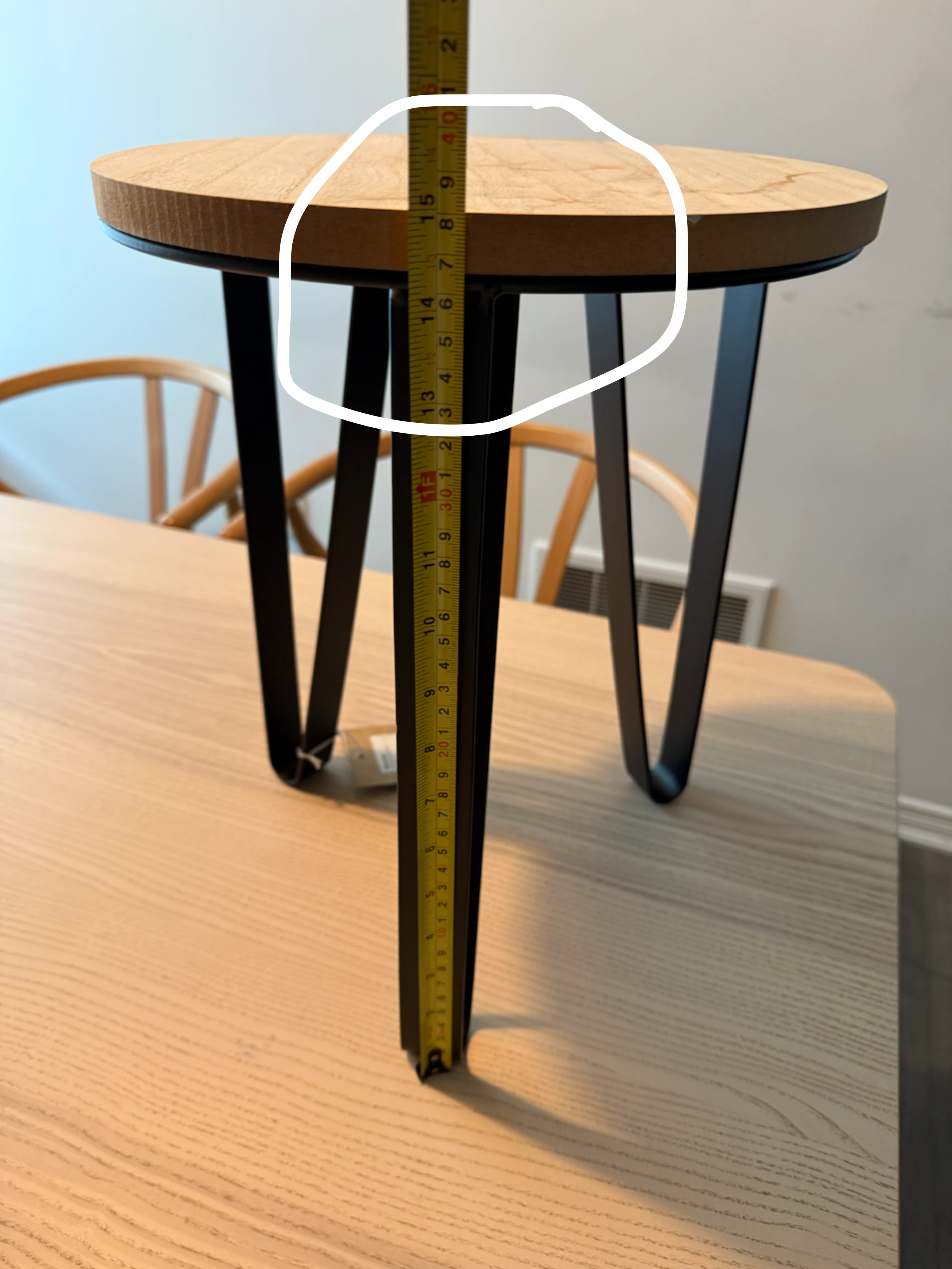 Round Wood Side Table with Metal Legs - photo 2