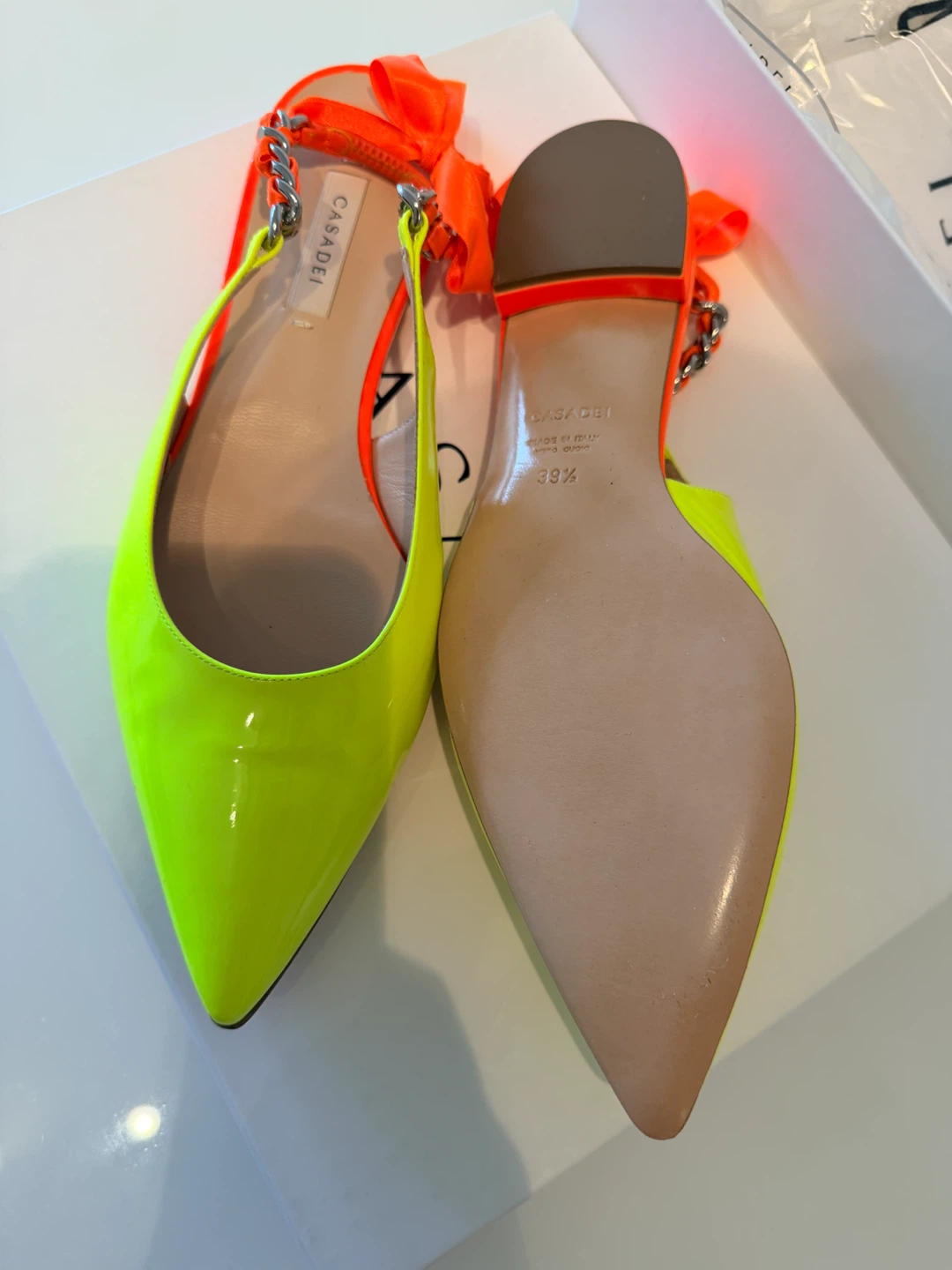 CASADEI Neon Pointed Toe Slingback Flats - photo 2