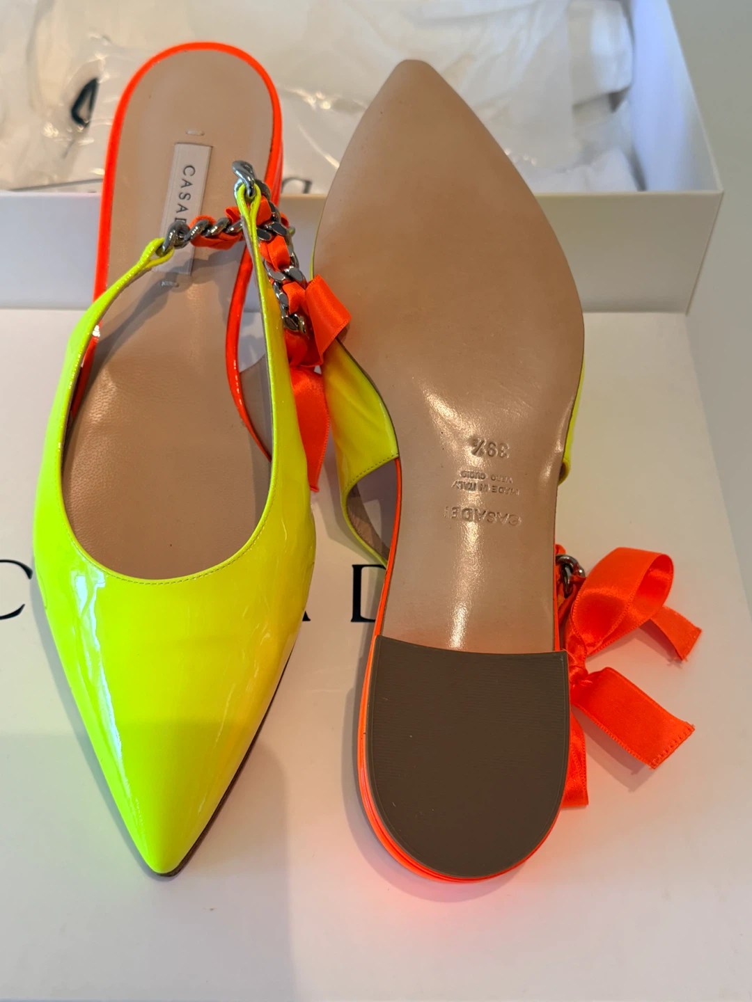 CASADEI Neon Pointed Toe Slingback Flats - photo 3