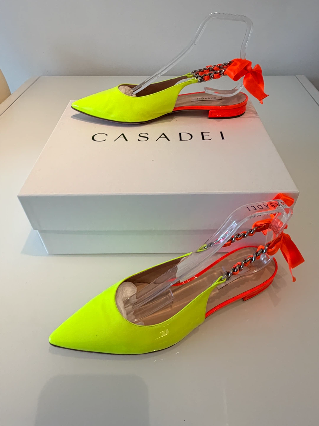 CASADEI Neon Pointed Toe Slingback Flats - photo 4