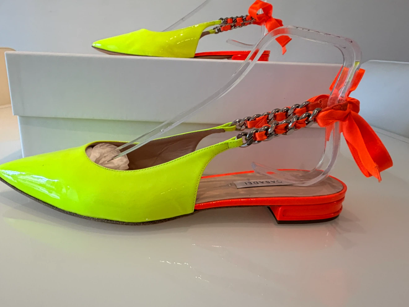 CASADEI Neon Pointed Toe Slingback Flats - photo 5