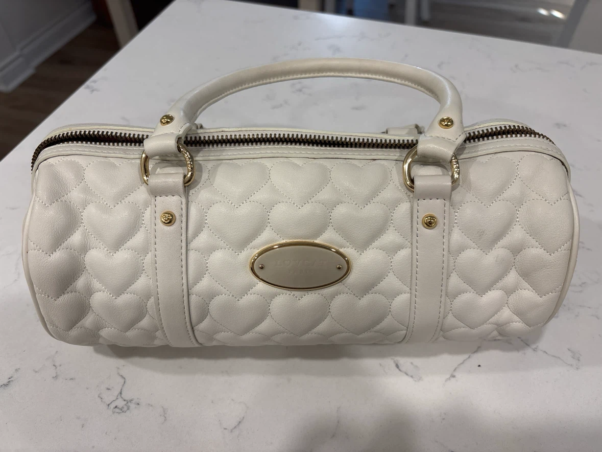 Lovcat Paris White Quilted Heart Barrel Bag