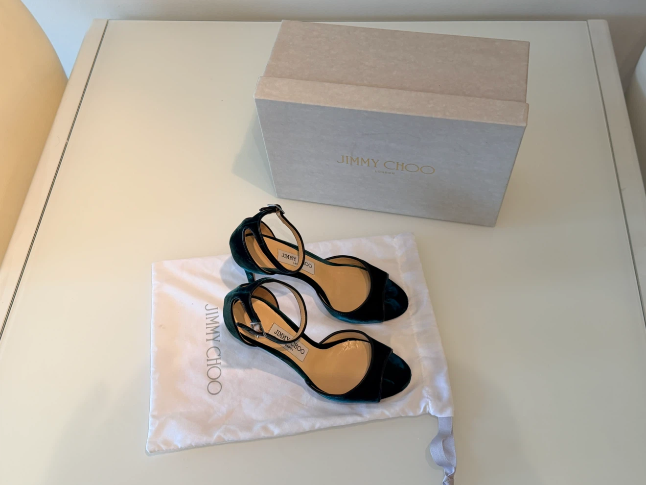 Jimmy Choo Green Velvet Heels with Ankle Strap - photo 4