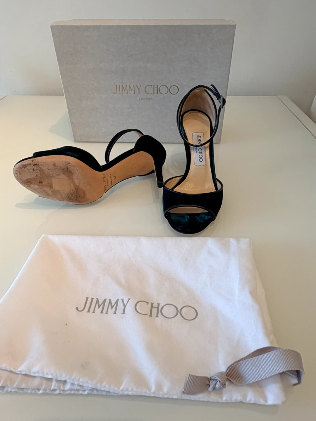 Jimmy Choo Green Velvet Heels with Ankle Strap - photo 5