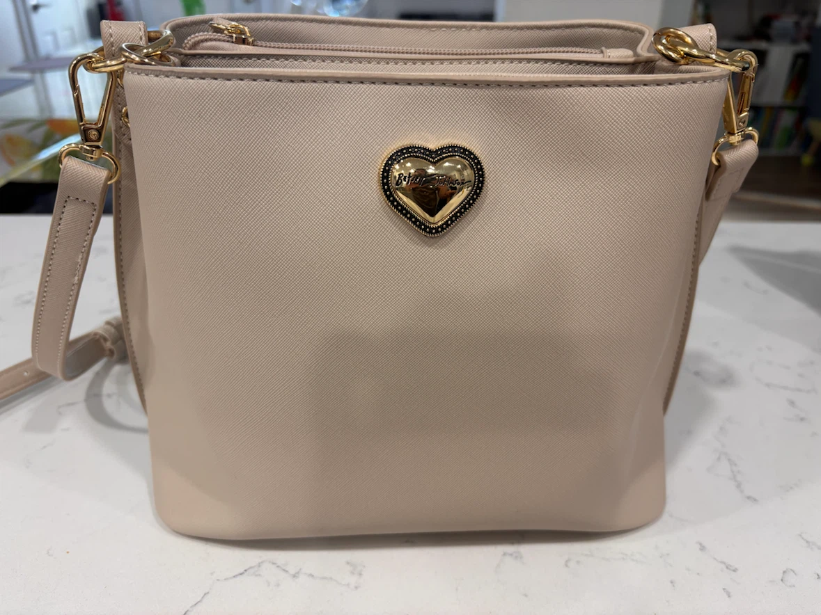 Betsey Johnson Beige Crossbody Bag with Heart Detail