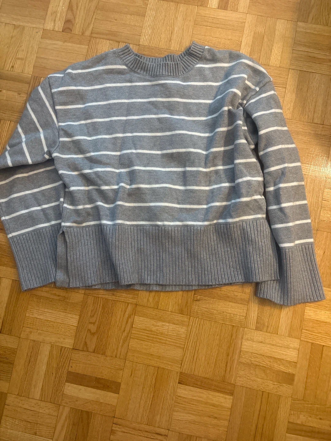 Grey and White Striped Sweater