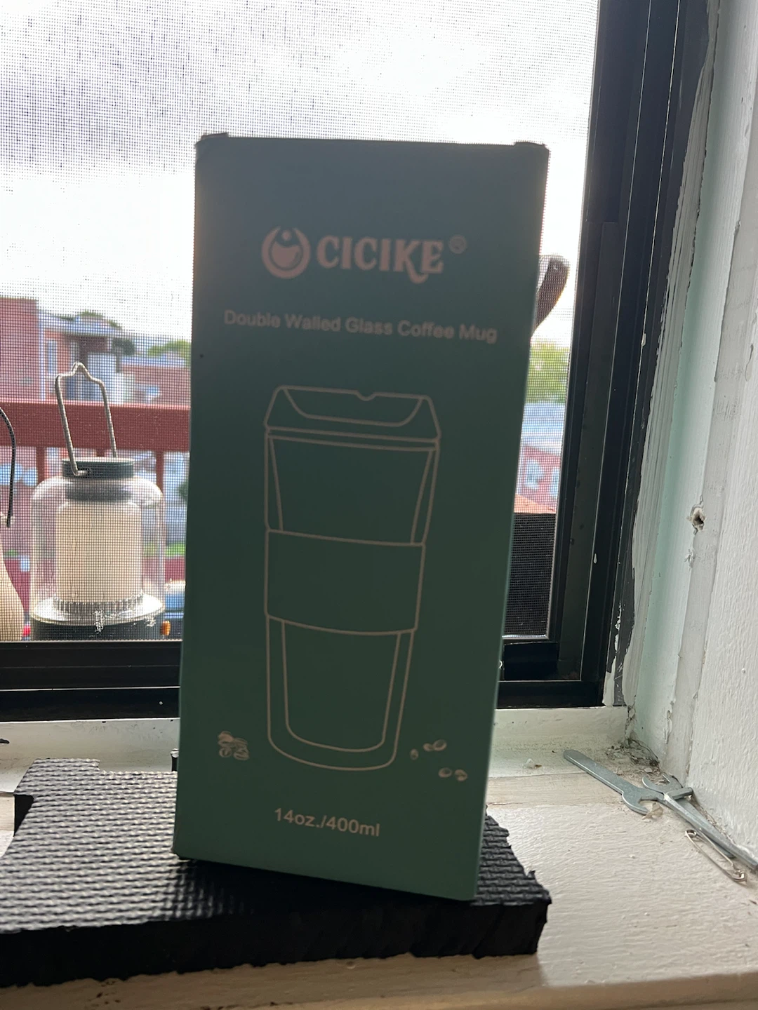 Cicike 14oz Double Walled Glass Coffee Tumbler with Glass Lid - photo 3