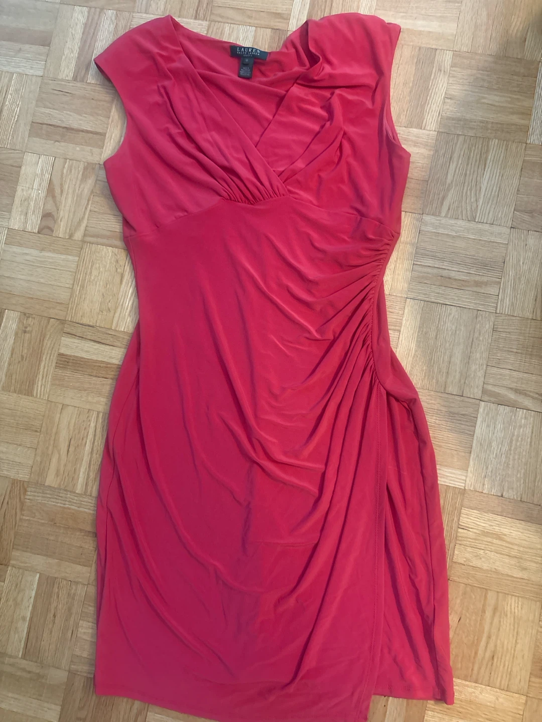 Lauren Ralph Lauren Women's Red Ruched Dress Size M
