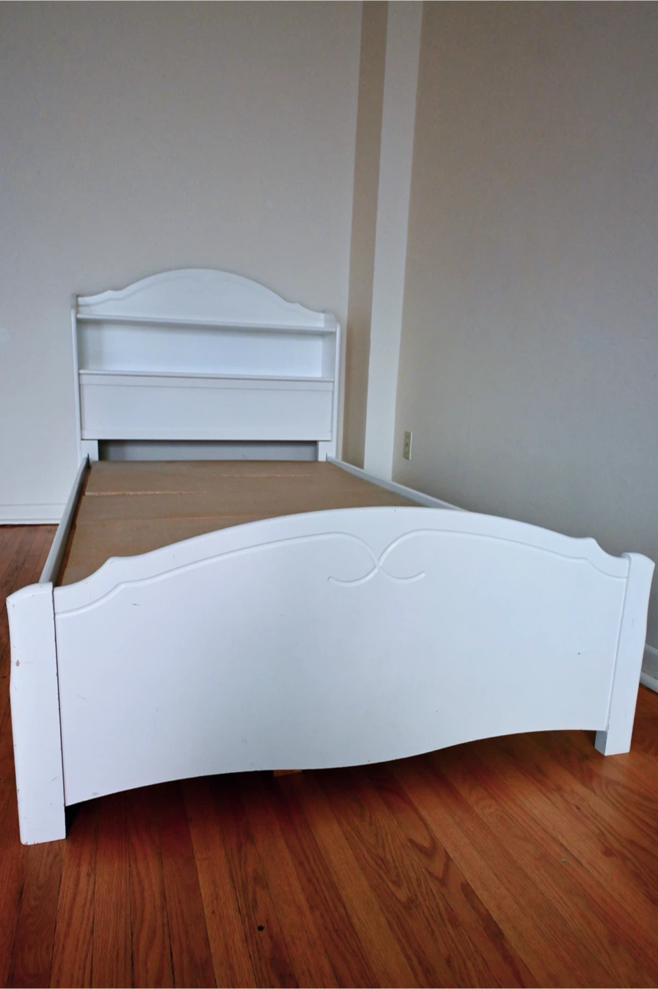 White Wood Bedroom Furniture Set - Headboard, Nightstand, Desk