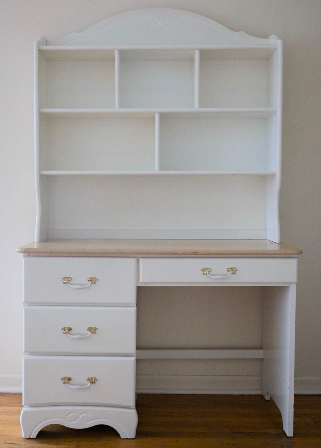 White Wood Bedroom Furniture Set - Headboard, Nightstand, Desk - photo 2