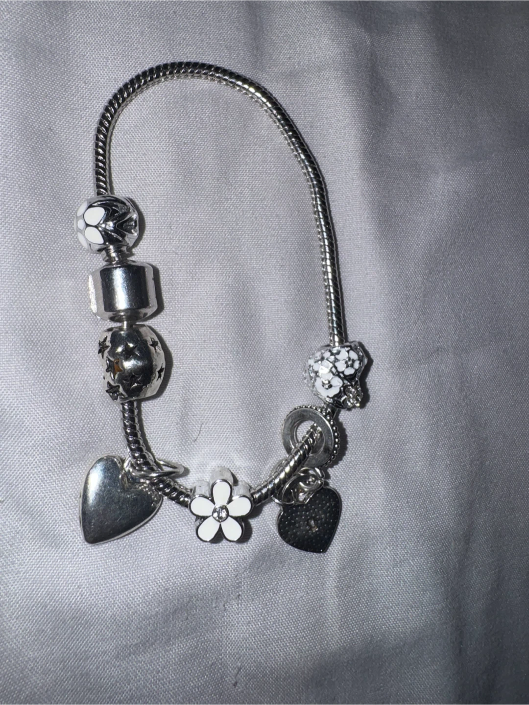 Charm Bracelet with Heart, Flower, and Soccer Ball Charms