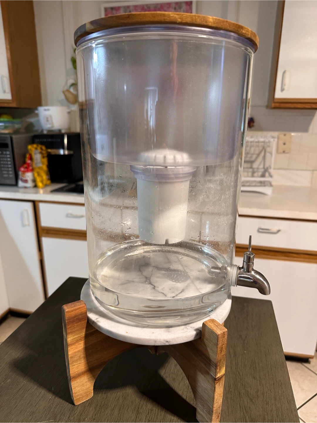 Invigorated  Glass Water Dispenser with Wooden Lid and Stand - photo 2
