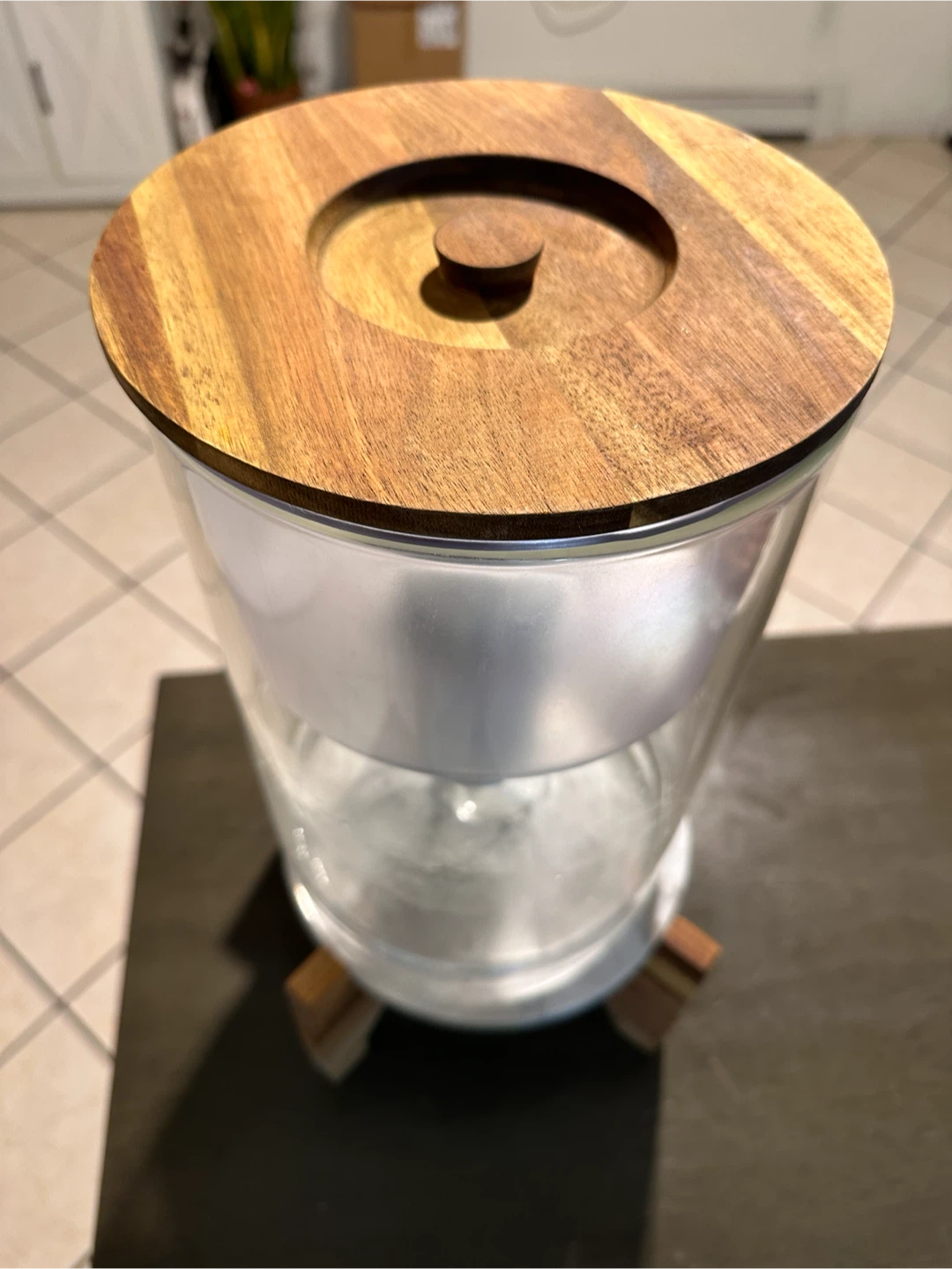Invigorated  Glass Water Dispenser with Wooden Lid and Stand - photo 3