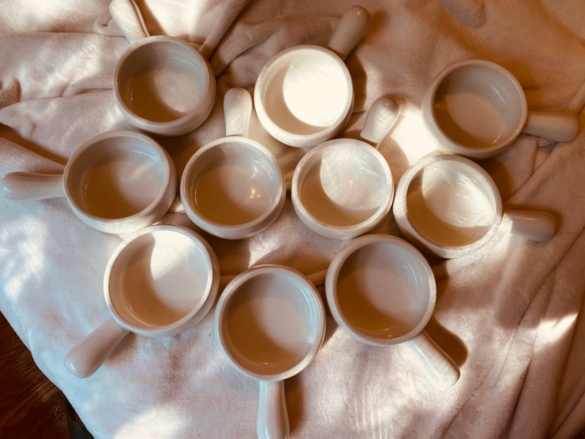 Set of 10 Ceramic Onion Soup Crocks Bowls with Handles