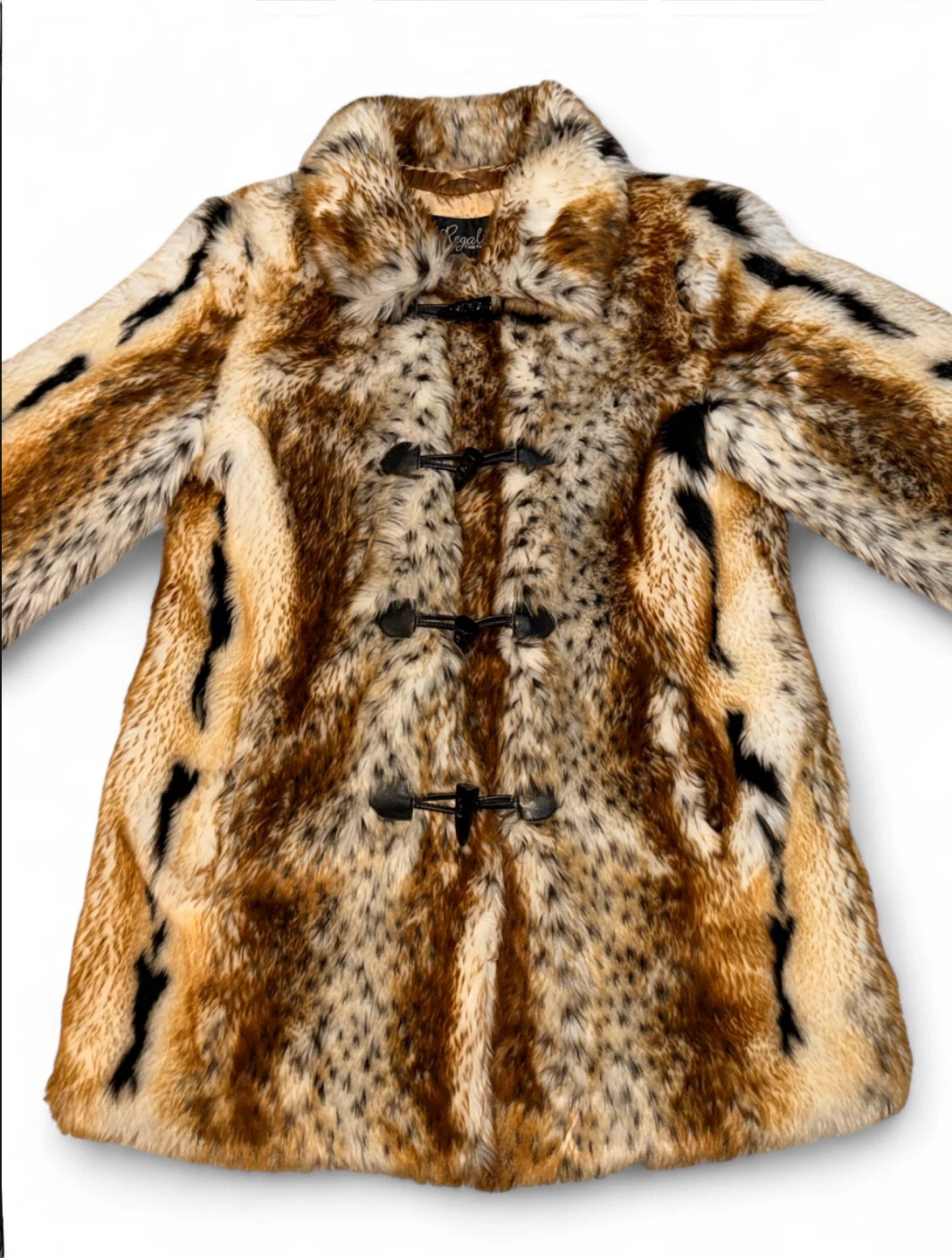 Vintage Regal Faux Fur Coat- Animal Print Lined Jacket