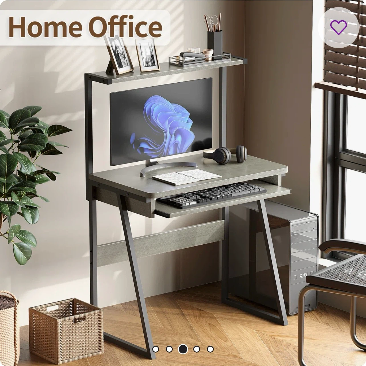 2-Tier Computer Desk with Keyboard Tray