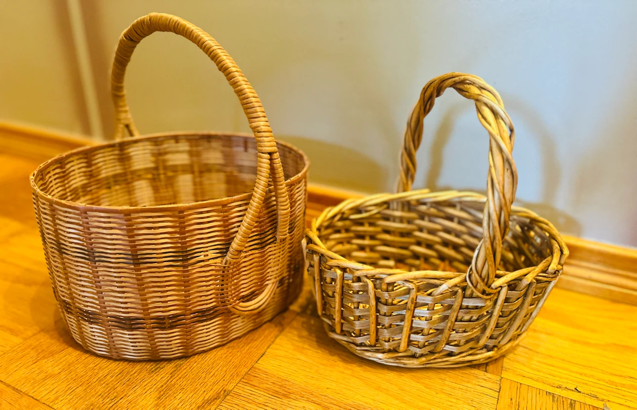 Woven Baskets with Handles - Set of 2