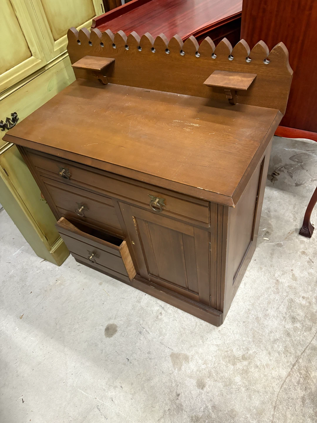 Wooden Buffet Cabinet with Decorative Top