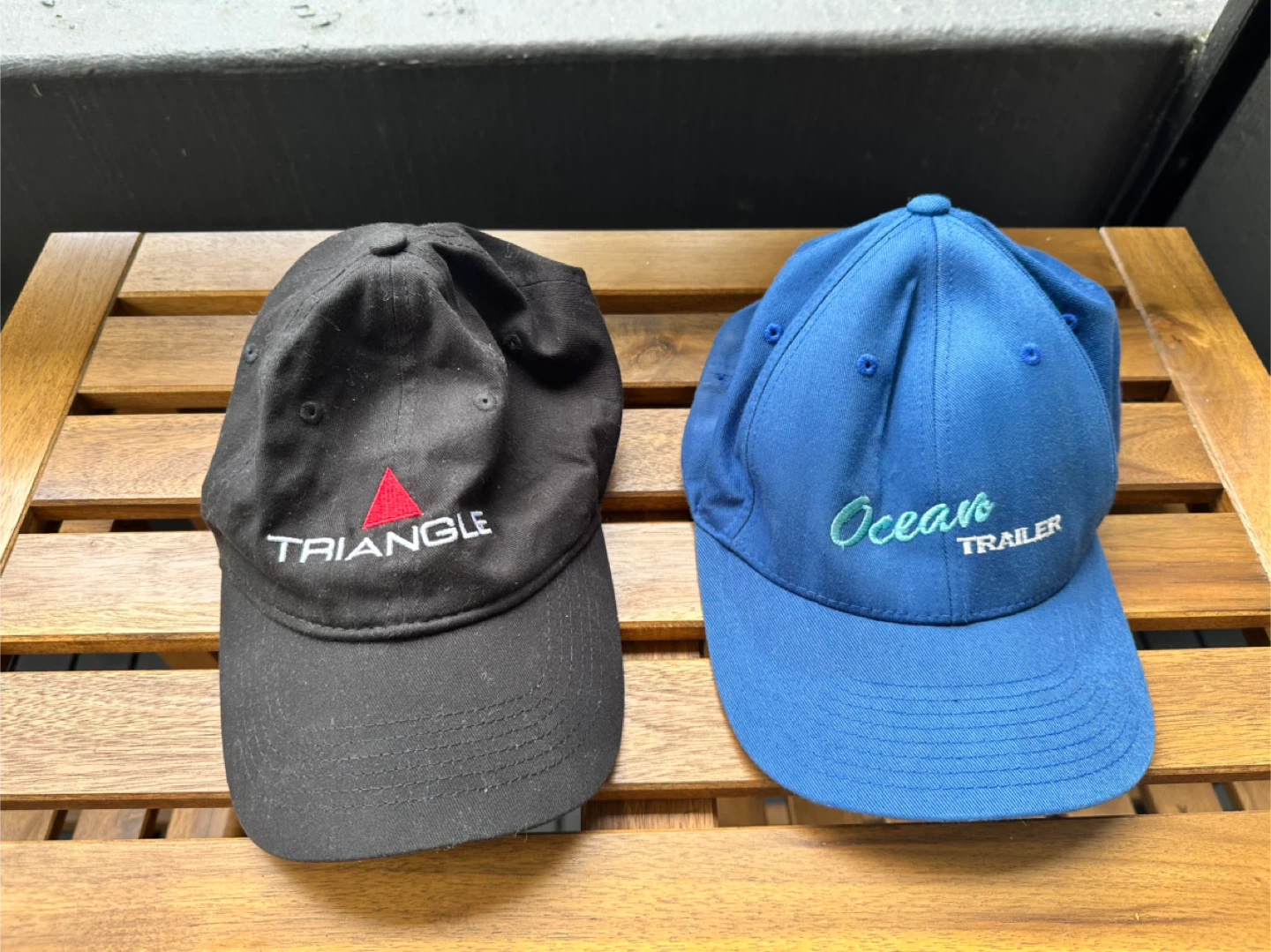 Triangle and Ocean Trailer Baseball Caps