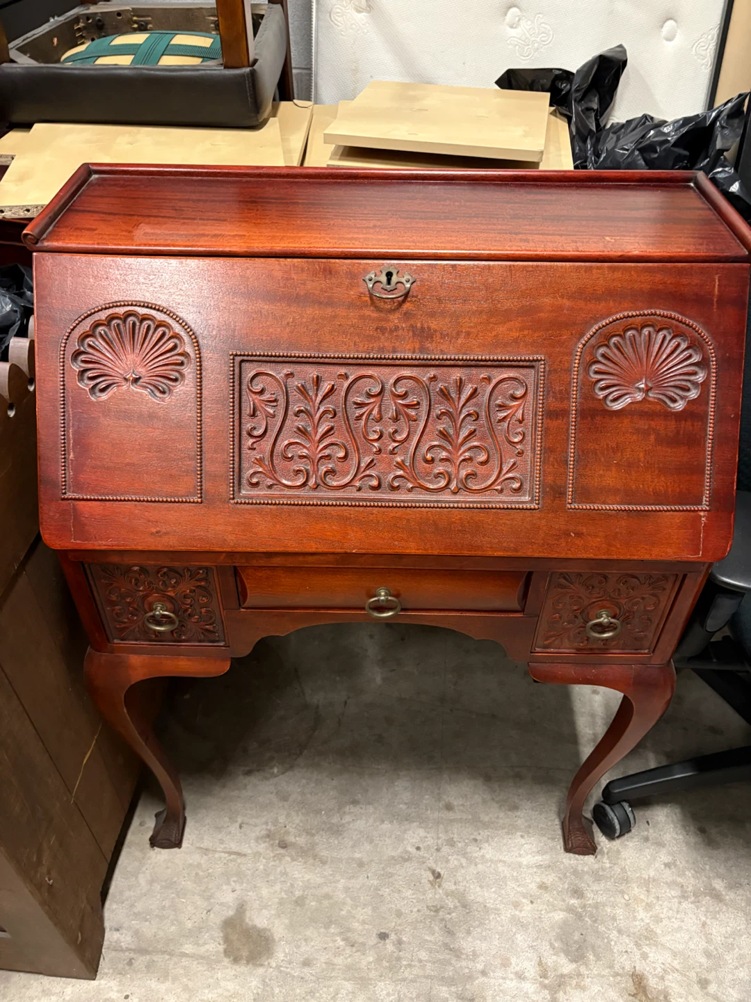 Antique Secretary Desk with Carvings - photo 2