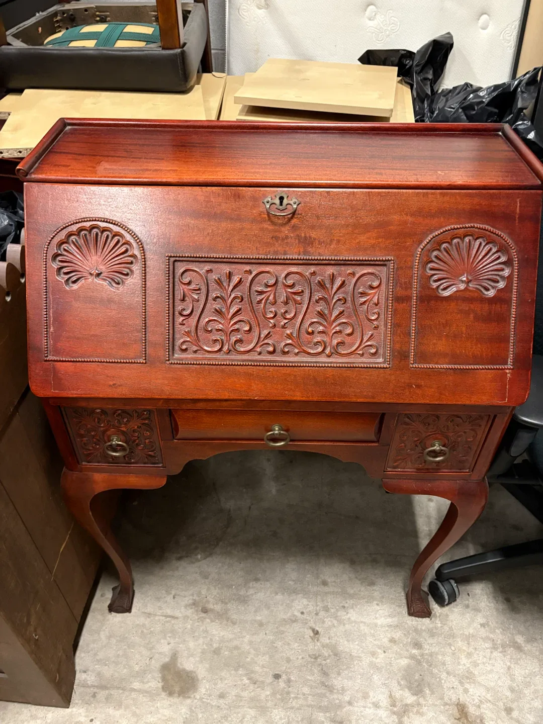 Antique Secretary Desk with Carvings - photo 2