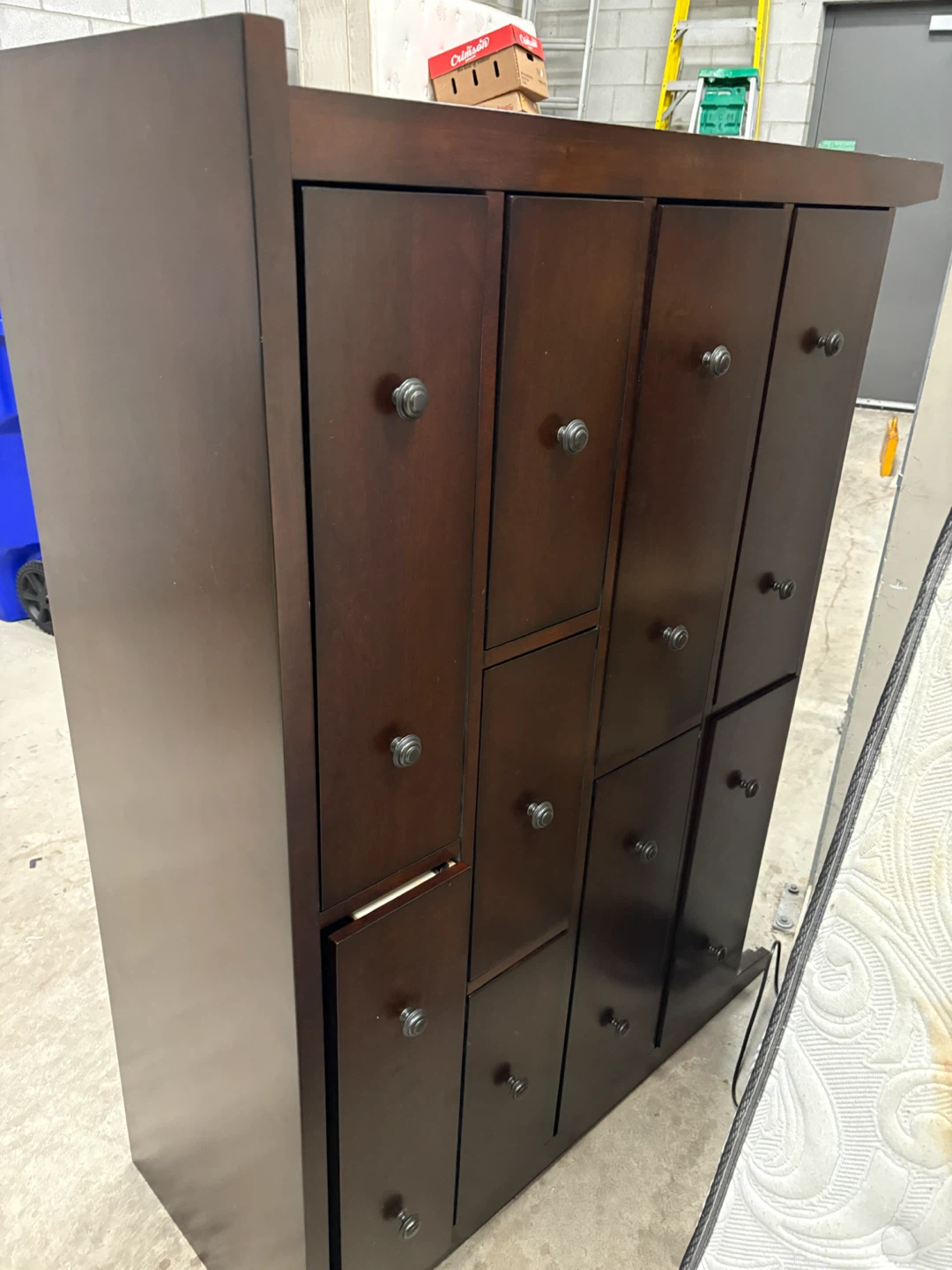 Dark Wood Storage Cabinet with 10 Drawers