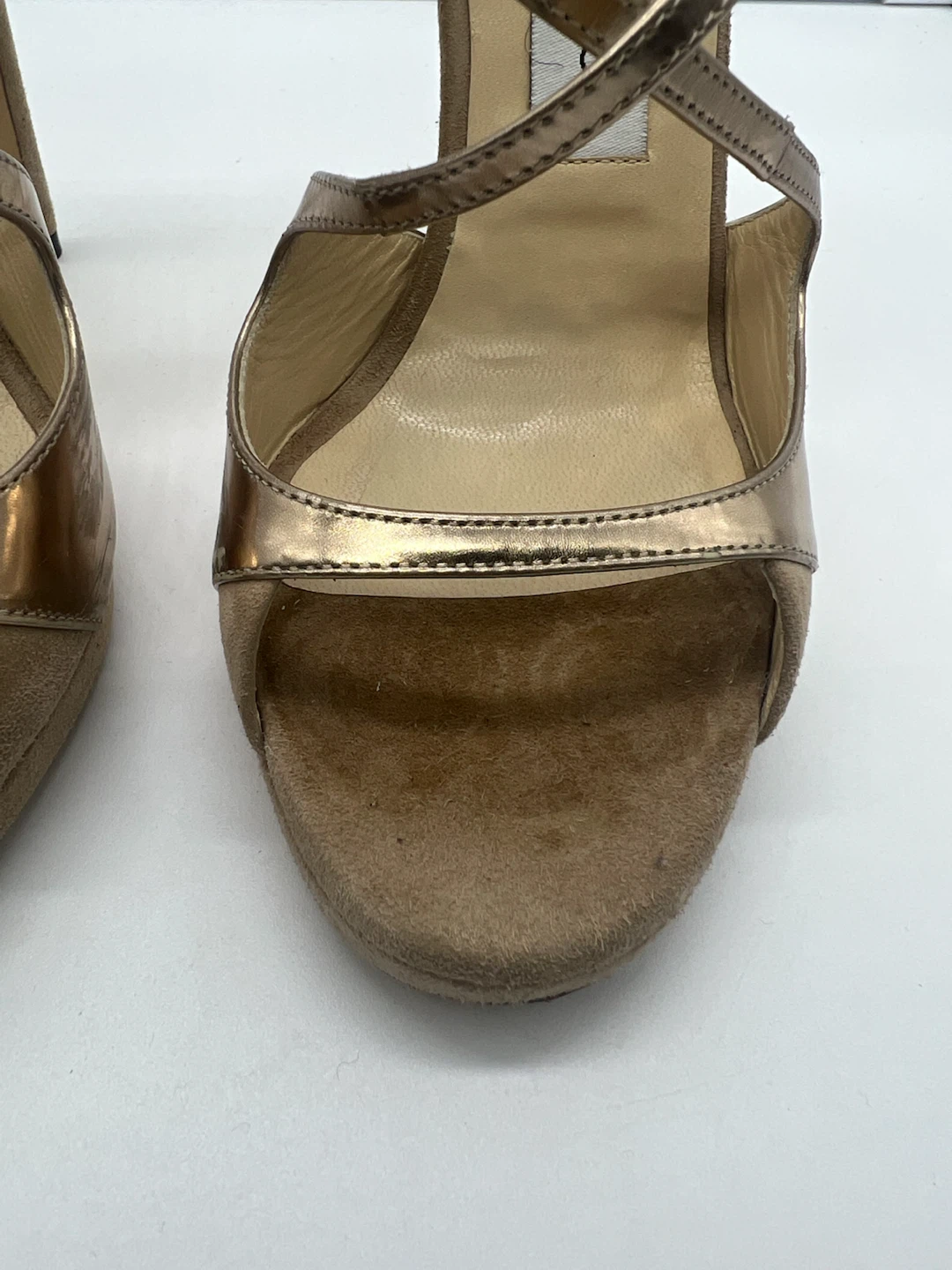 JIMMY CHOO Fancie 120 Metallic Gold Champagne Suede High Heel 36 - photo 4